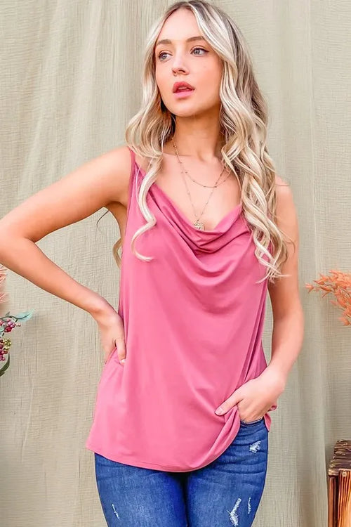 And The Why Cowl Neck Cami – view 2 | Lola Mariee