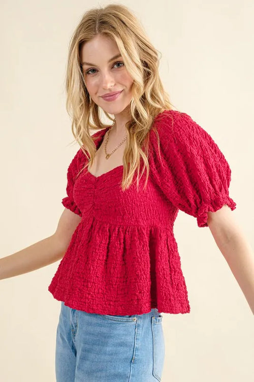 And The Why Lovely Textured and Smocked Top – view 2 | Lola Mariee