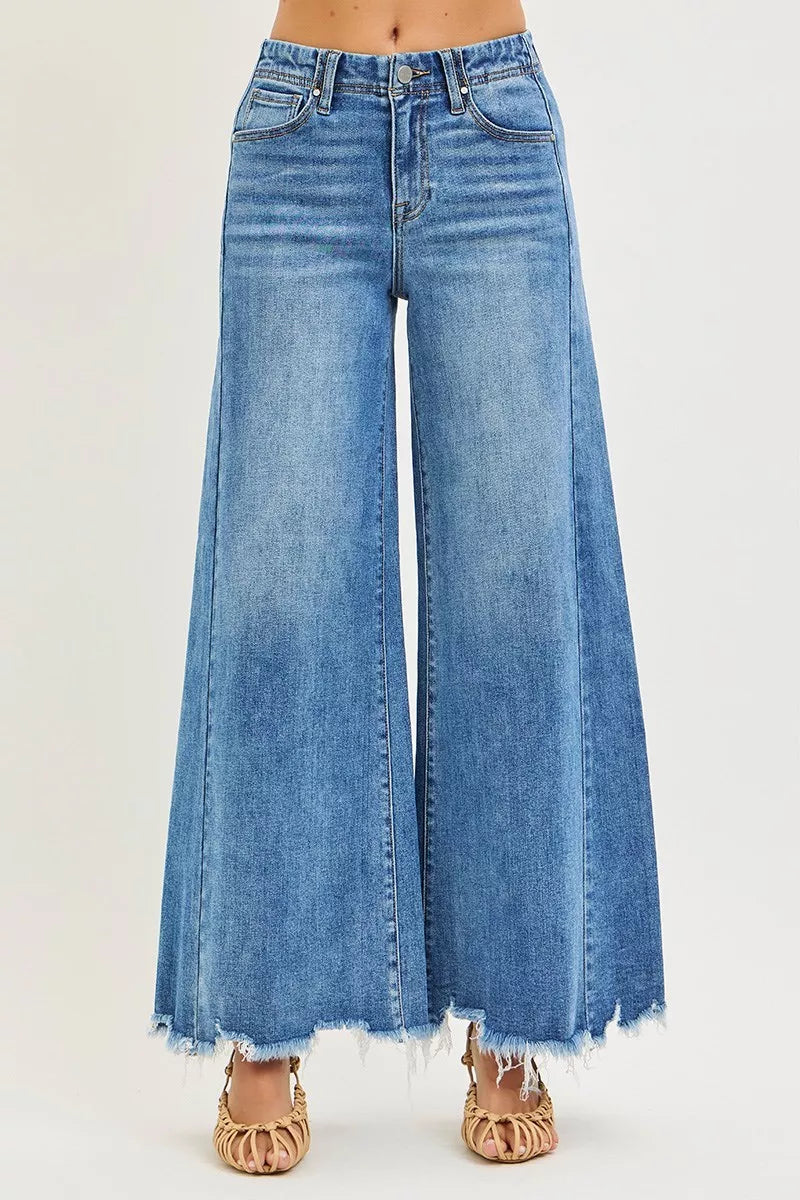 RISEN High Rise Ankle Wide Jeans - women's bottoms at Lola Mariee boutique