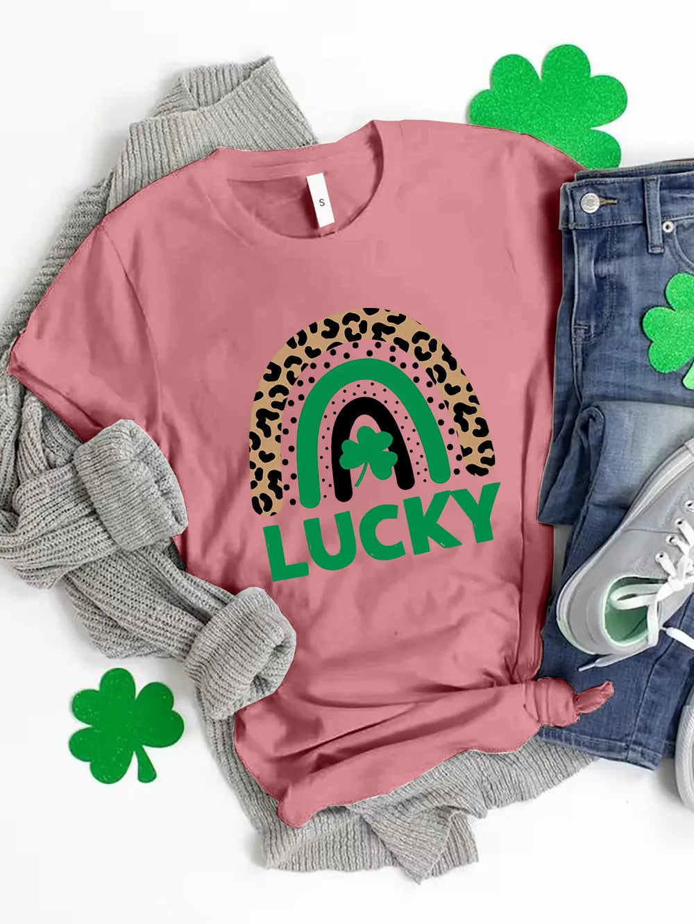 LUCKY Round Neck Short Sleeve T-Shirt – view 4 | Lola Mariee