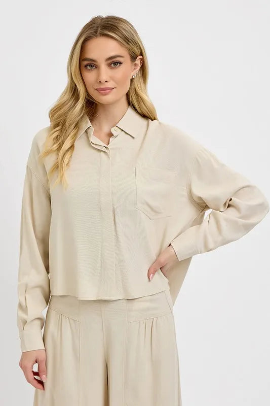 RISEN Button Down Long Sleeve Shirt - LOLA MARIEE | Lola Mariee