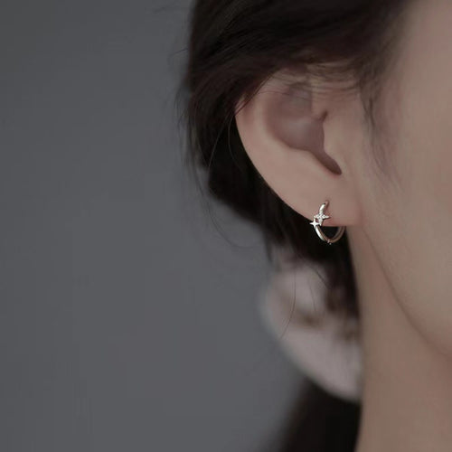 925 Sterling Silver Star Hoop Earrings | Lola Mariee
