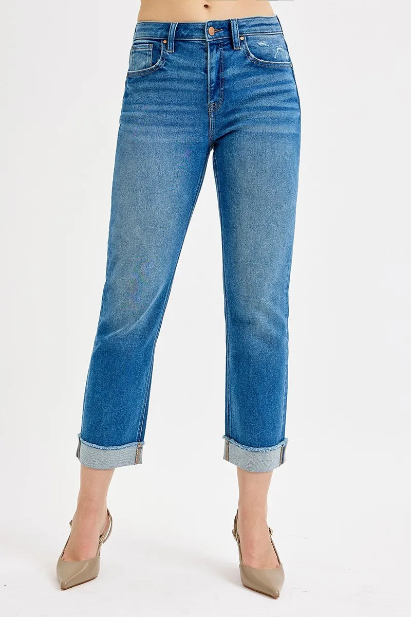 RISEN Full Size High Rise Boyfriend Fit Ankle Jeans Plus SIze - women's bottoms at Lola Mariee boutique