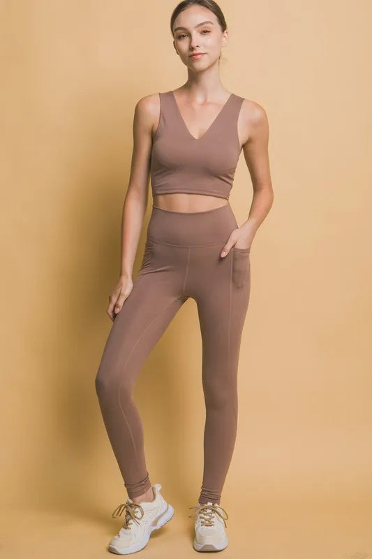 Love Tree High Waist Leggings with Side Pockets - women's bottoms at Lola Mariee boutique