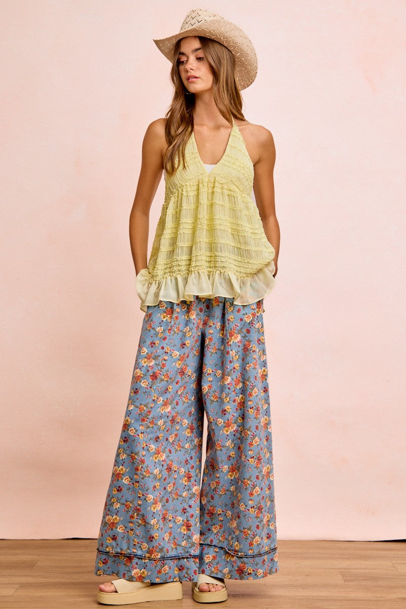 BiBi Floral Printed Drawstring Wide Pants - Trendsi | Lola Mariee
