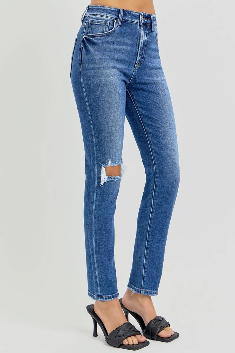 RISEN Full Size High Rise Ankle Skinny Knee Distressed Jeans - LOLA MARIEE | Lola Mariee