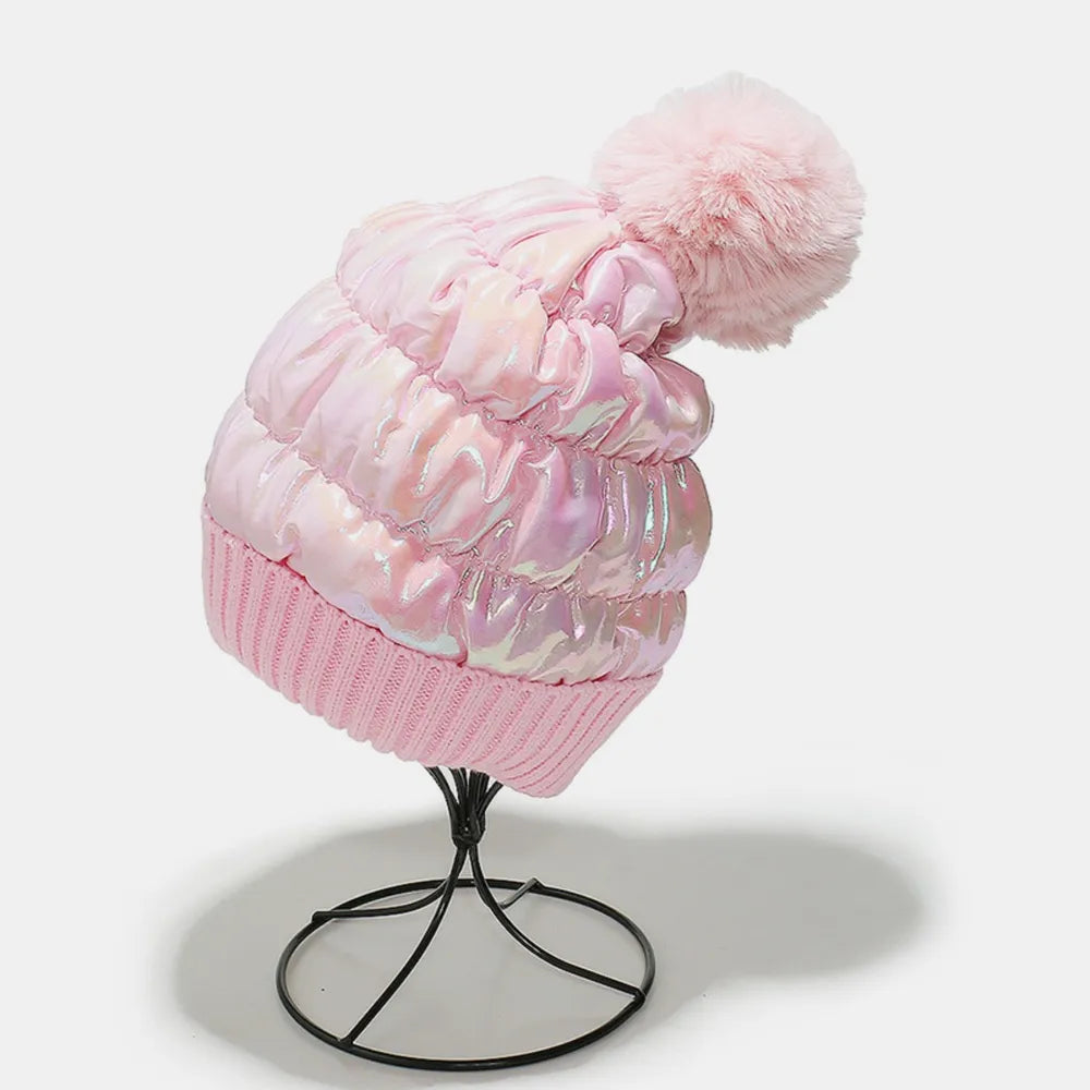 Thermal Knit Hat with Pompom – view 8 | Lola Mariee