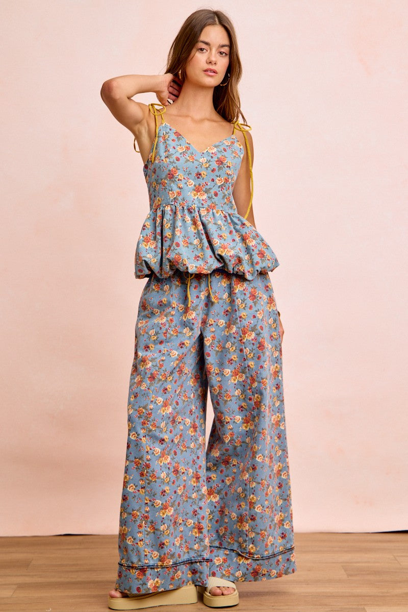 BiBi Floral Printed Drawstring Wide Pants - Trendsi | Lola Mariee