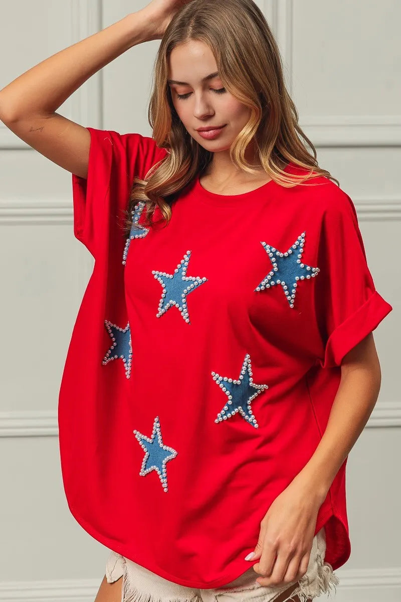 BiBi Fourth Of July Terry T-Shirt - Trendsi | Lola Mariee