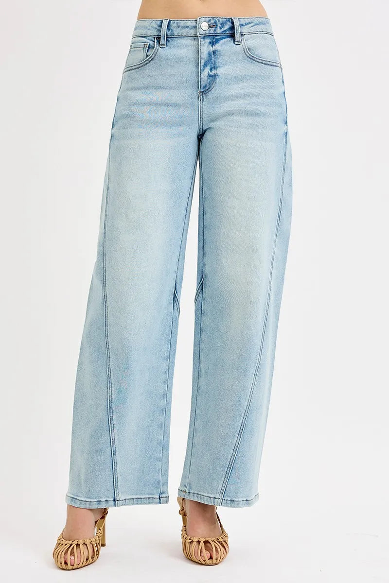 RISEN Full Size Mid Rise Fit Barrel Jeans Plus Size - women's bottoms at Lola Mariee boutique