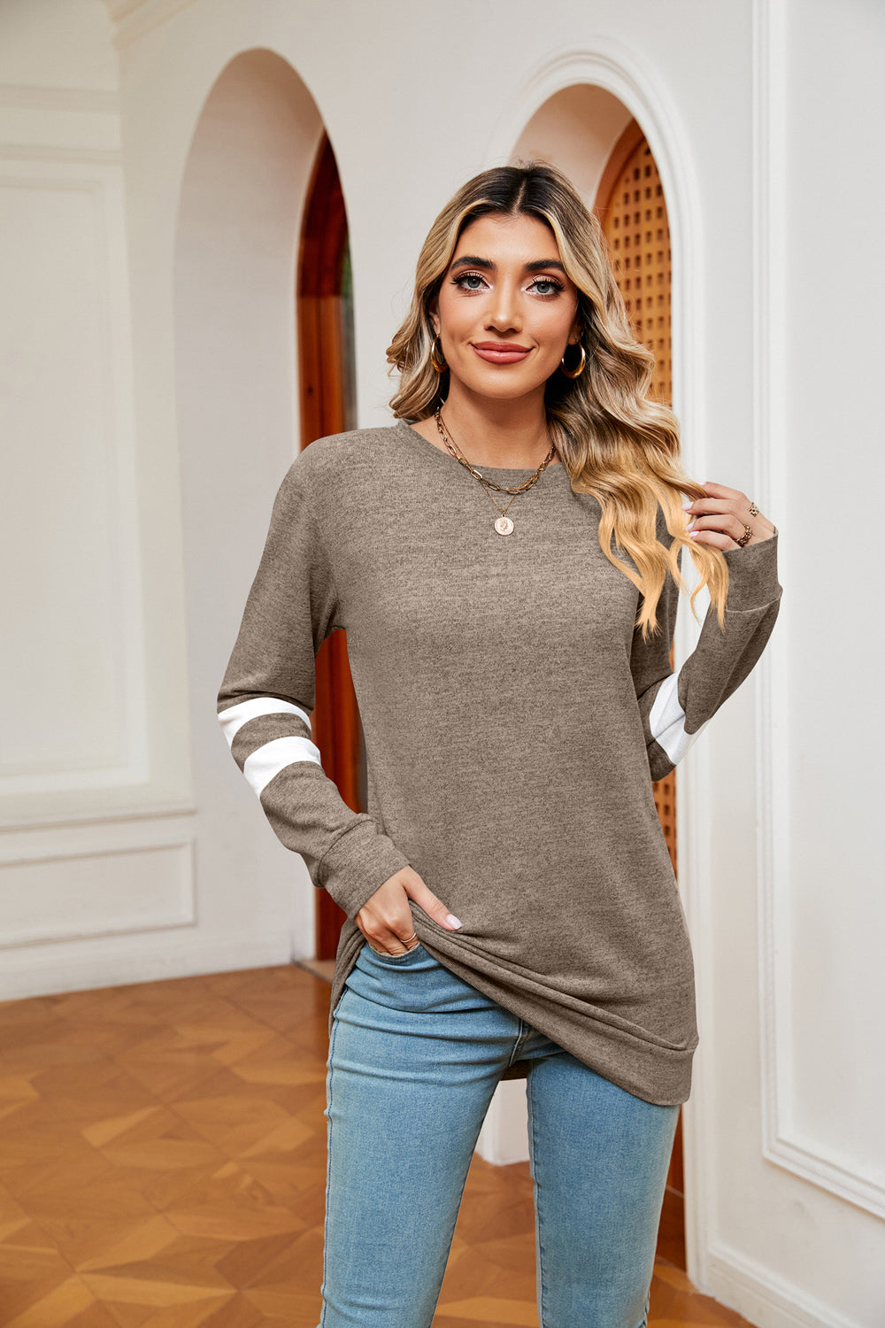 Round Neck Long Sleeve Top - Trendsi | Lola Mariee