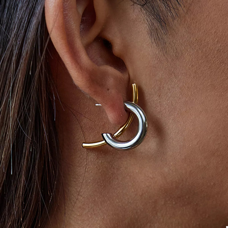Two-Tone Modern C-Hoop Earrings | Lola Mariee