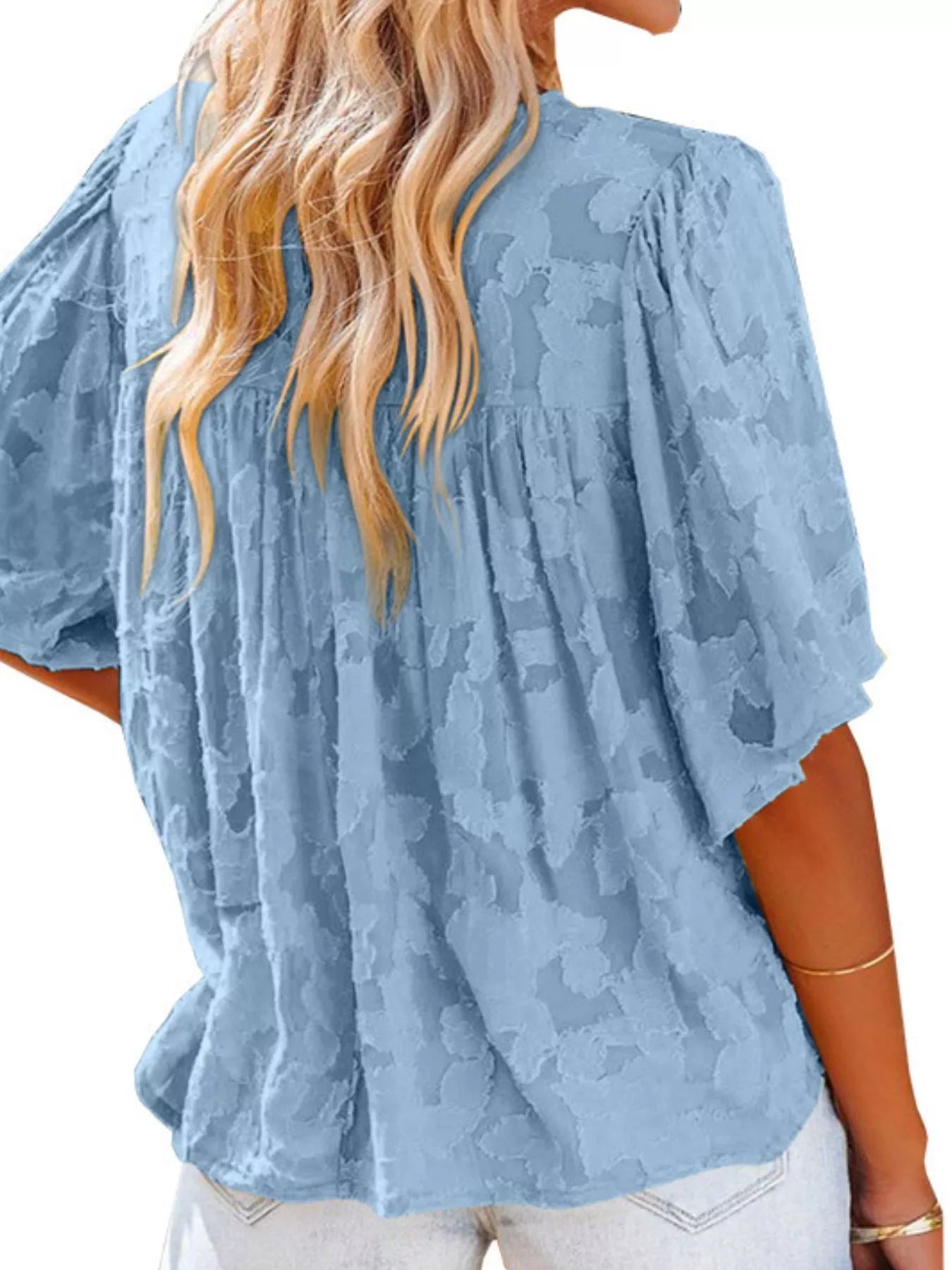 Full Size Textured V-Neck Button-Down Shirt Plus Size - Trendsi | Lola Mariee
