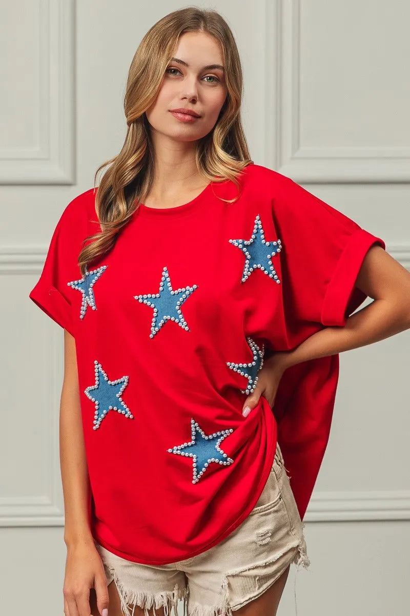 BiBi Fourth Of July Terry T-Shirt - Trendsi | Lola Mariee