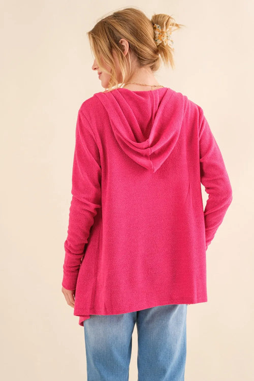And The Why Full Size Thermal Hooded Open Front Cardigan with Pockets – view 2 | Lola Mariee