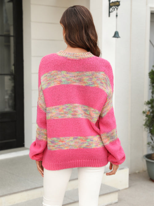 Angel Wings Striped Drop Shoulder Sweater – view 2 | Lola Mariee