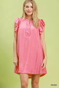 Umgee Ruffle Sleeve Henley Shift Dress - Trendsi | Lola Mariee