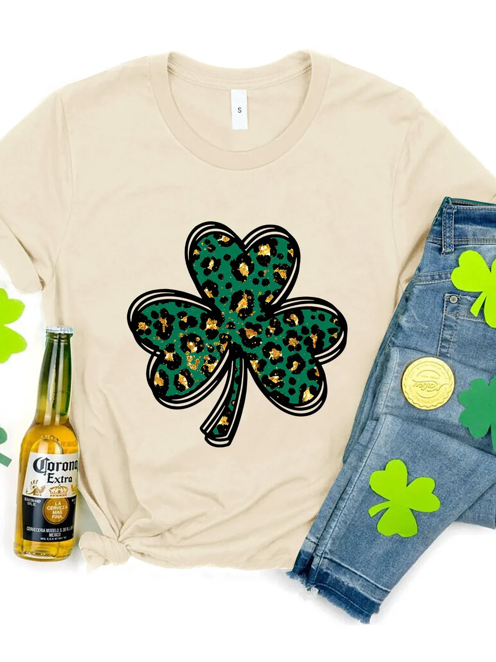 Lucky Clover Round Neck Short Sleeve T-Shirt – view 7 | Lola Mariee