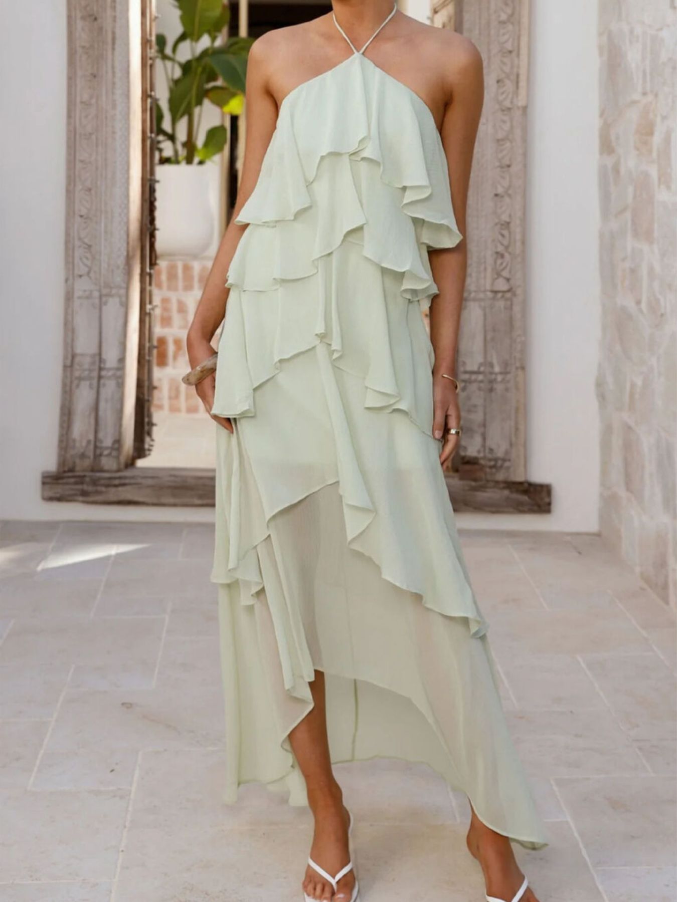 Layered Ruffled Halter Neck Dress – view 4 | Lola Mariee