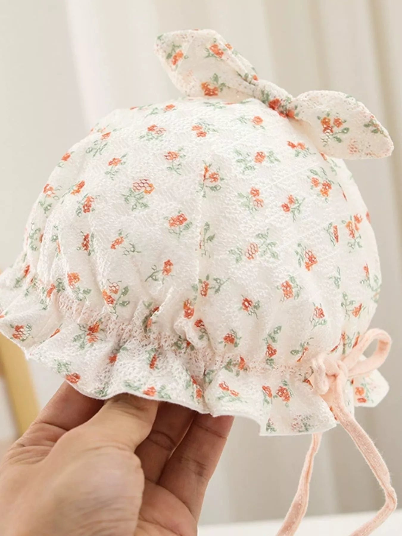 Children's Floral Print Bunny Ear Hat – view 7 | Lola Mariee