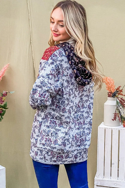 And The Why Printed Half Zip Up Long Sleeve Hoodie – view 2 | Lola Mariee