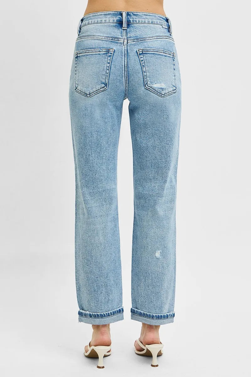 RISEN Full Size High Rise Ankle Boyfriend Distressed Jeans Plus Size - LOLA MARIEE | Lola Mariee