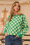 BiBi Checkered Pattern Sweater - Trendsi | Lola Mariee