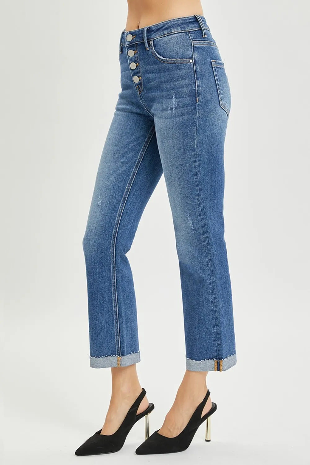 RISEN Full Size Button Fly Cropped Bootcut Jeans - LOLA MARIEE | Lola Mariee
