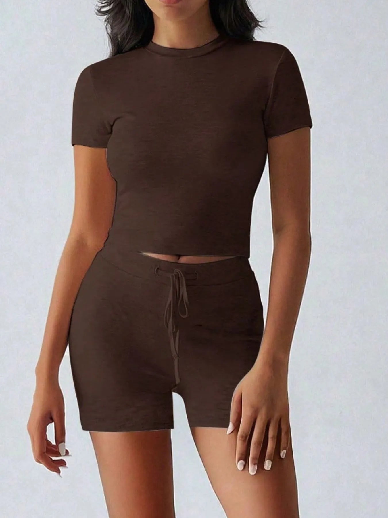 Round Neck Short Sleeve Top and Shorts Set – view 8 | Lola Mariee