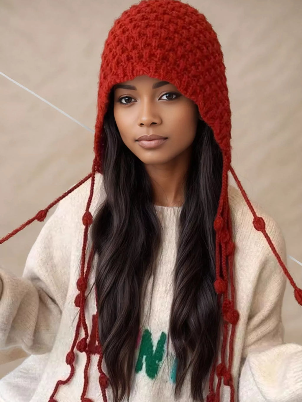 Fringe Knitted Beanie Hat - women's jewelry at Lola Mariee boutique