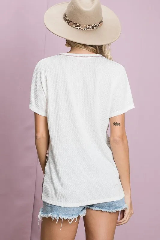 BiBi Colr Block Waffle Knit Top - Trendsi | Lola Mariee