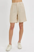 RISEN High Rise Pleated Front Shorts - women's bottoms at Lola Mariee boutique