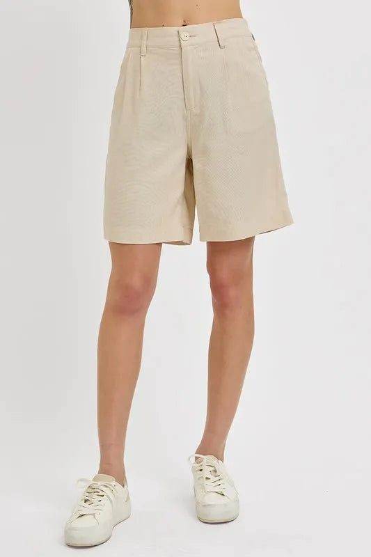 RISEN High Rise Pleated Front Shorts - women's bottoms at Lola Mariee boutique