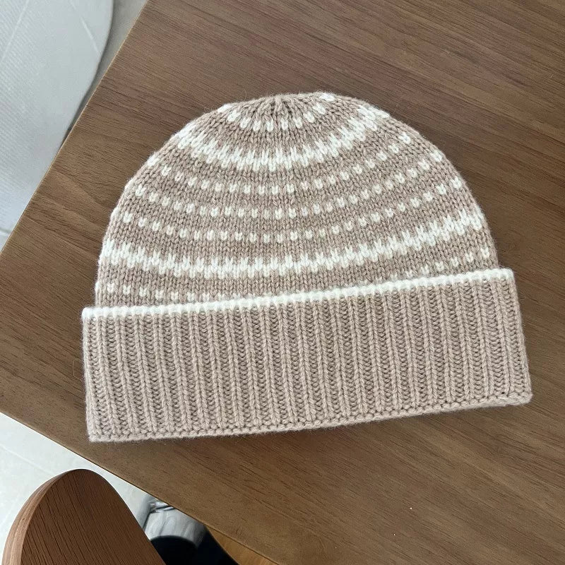 Wool Striped Warm Knit Hat – view 3 | Lola Mariee