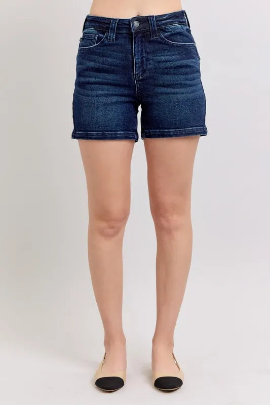 Judy Blue Full Size High Waist Back Flap Pocket Denim Shorts Plus Size - women's bottoms at Lola Mariee boutique