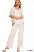 Zenana V-Neck Oversized Top & Pants Set - women's top at Lola Mariee boutique