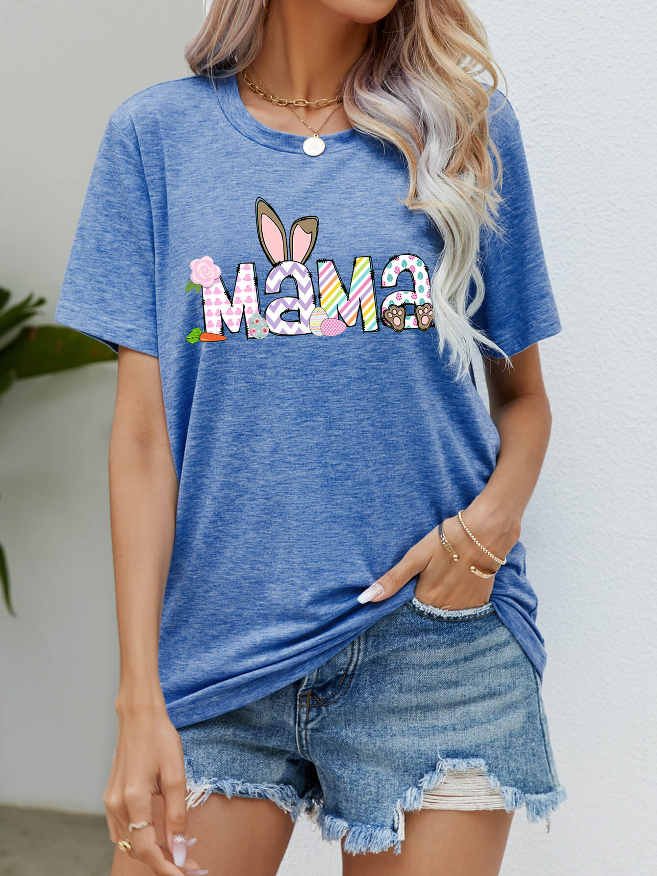 Easter MAMA Graphic Round Neck T-Shirt – view 4 | Lola Mariee
