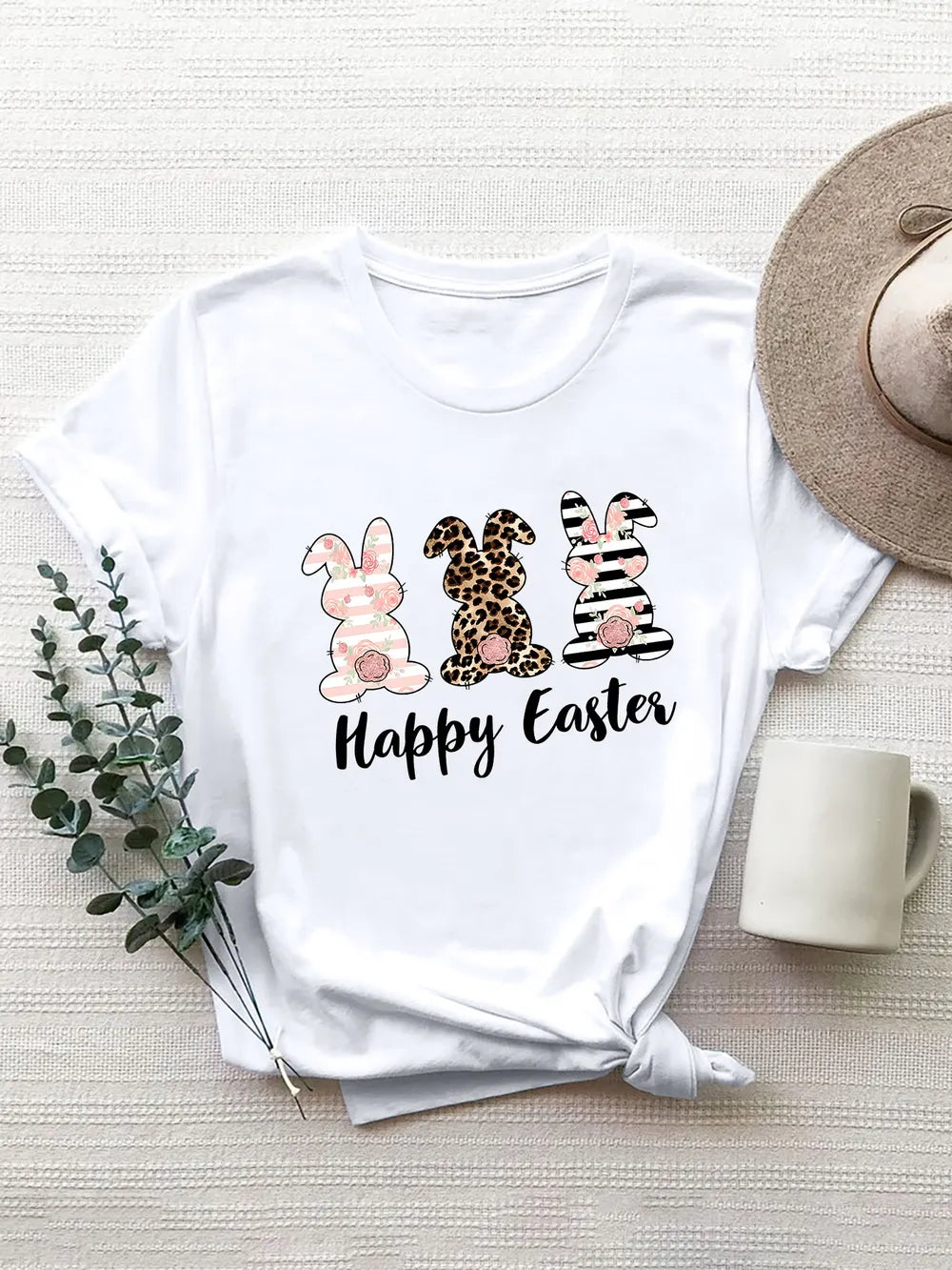 HAPPY EASTER Round Neck Short Sleeve T-Shirt – view 7 | Lola Mariee