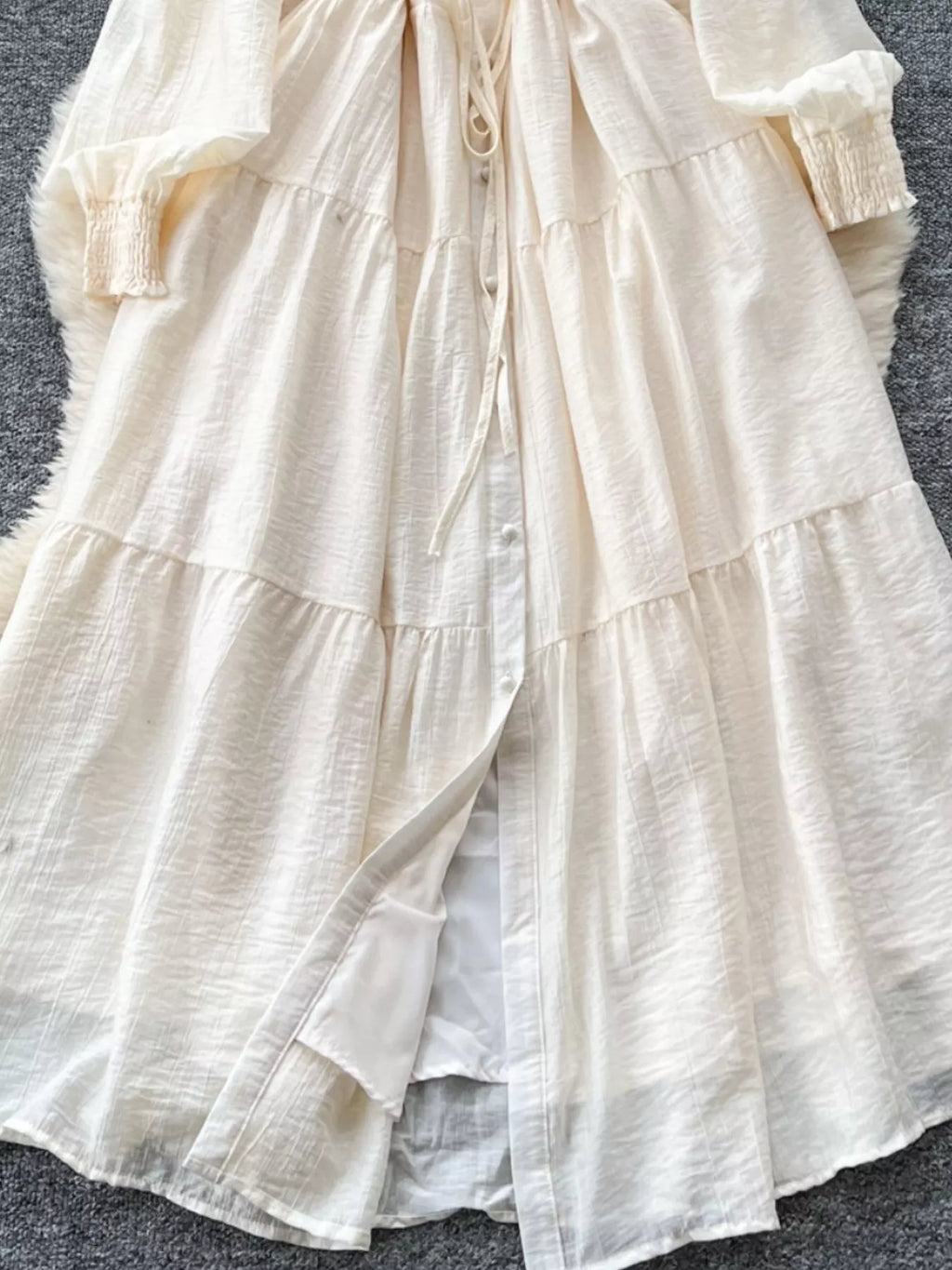Button Down Tiered Long Sleeve Dress - Trendsi | Lola Mariee