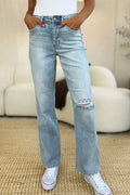 Judy Blue Full Size High Waist Distressed Straight Jeans - women's bottoms at Lola Mariee boutique