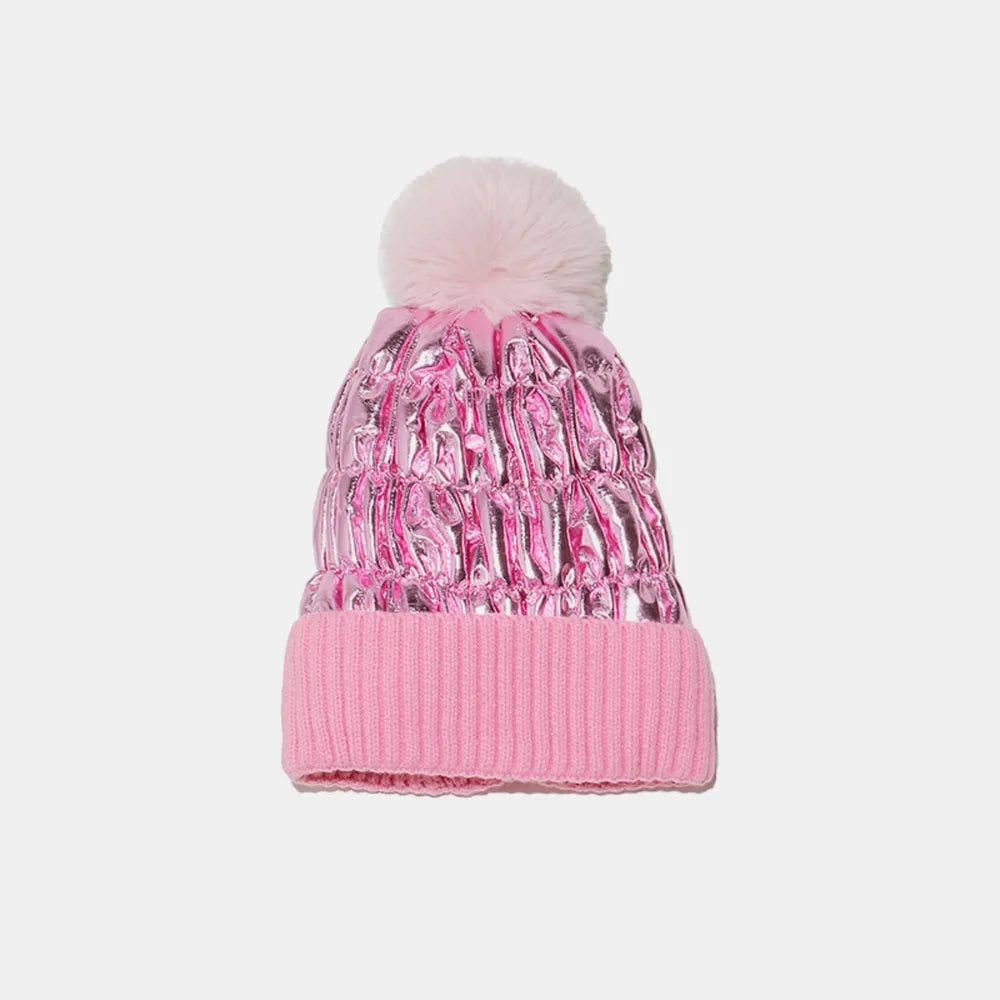 Thermal Knit Hat with Pompom – view 5 | Lola Mariee