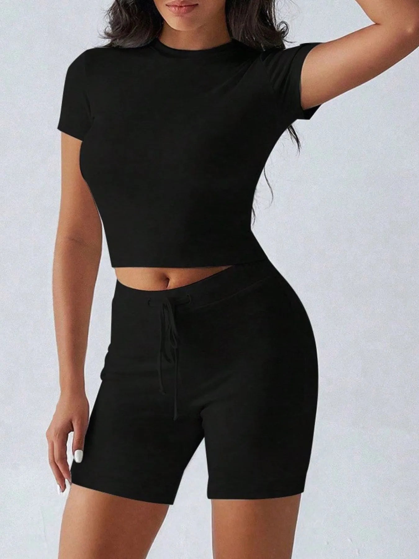 Round Neck Short Sleeve Top and Shorts Set – view 4 | Lola Mariee