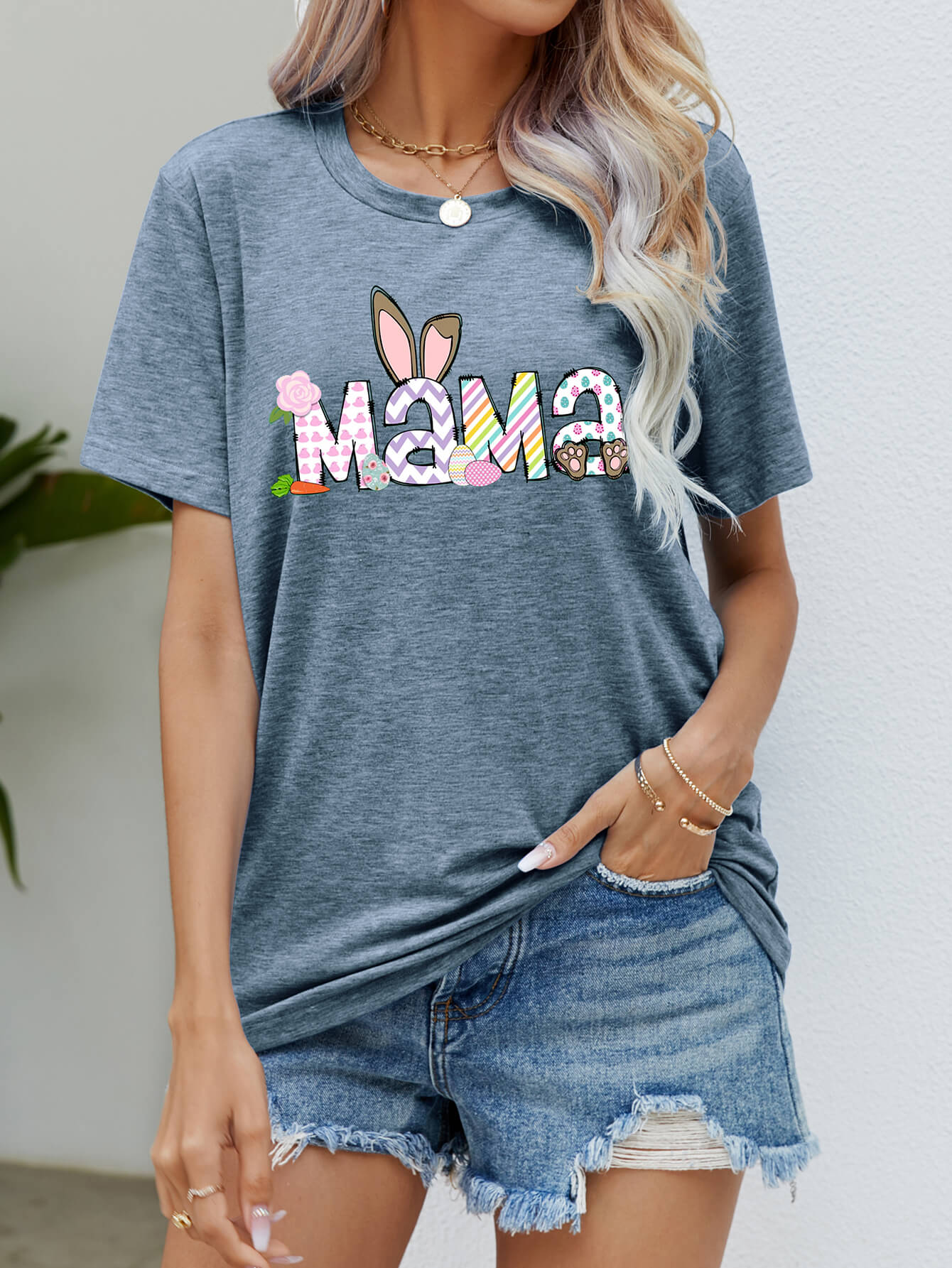 Easter MAMA Graphic Round Neck T-Shirt – view 7 | Lola Mariee