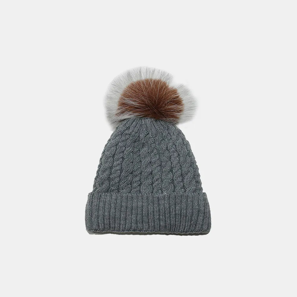 Cable Knit Winter Hat with Pompom – view 9 | Lola Mariee