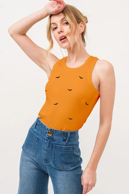 And The Why Bat Embroidered Ribbed Tank | Lola Mariee