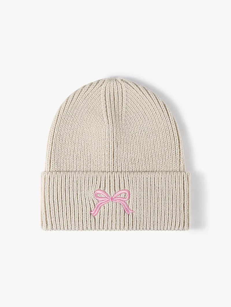 Embroidered Bow Knit Hat – view 3 | Lola Mariee