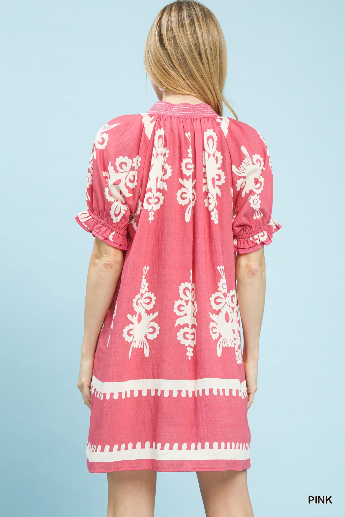 Umgee Two Tone Border Print Mini Dress - Trendsi | Lola Mariee