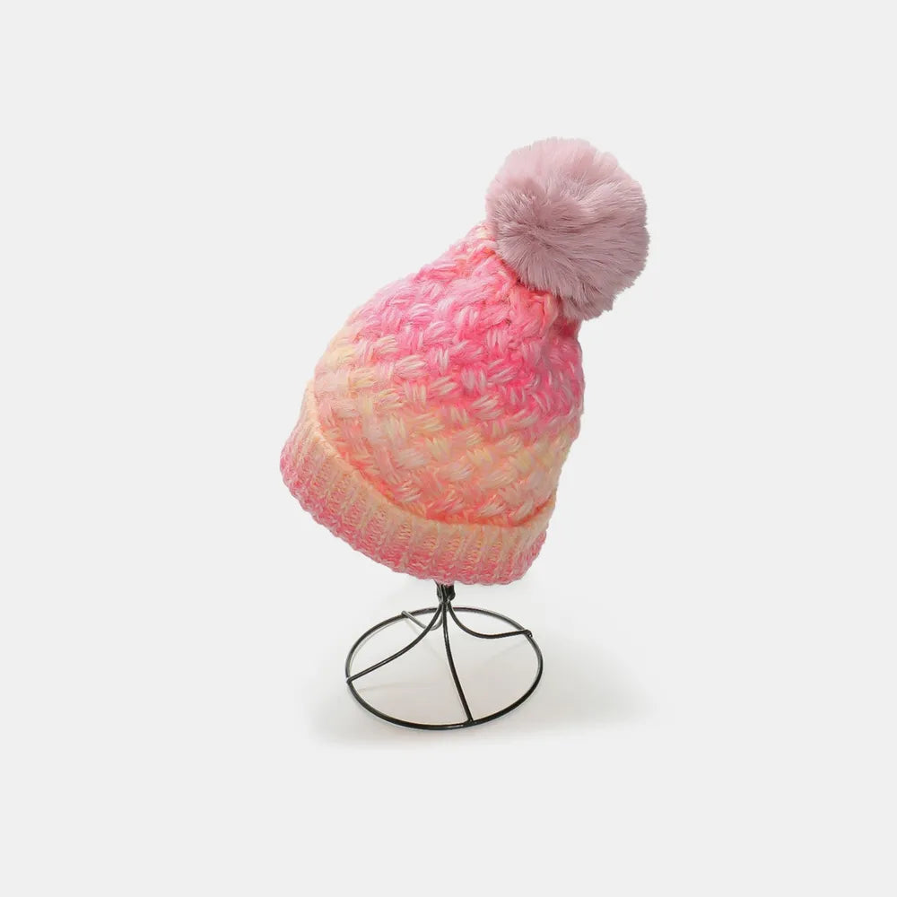 Gradient Knit Hat with Pompom – view 7 | Lola Mariee