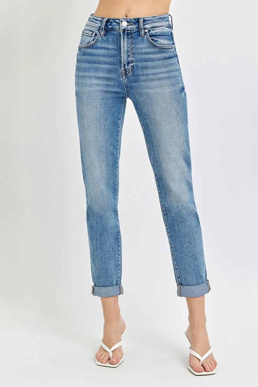 Risen Full Size High Rise Cropped Roll Up Jeans - women's top at Lola Mariee boutique