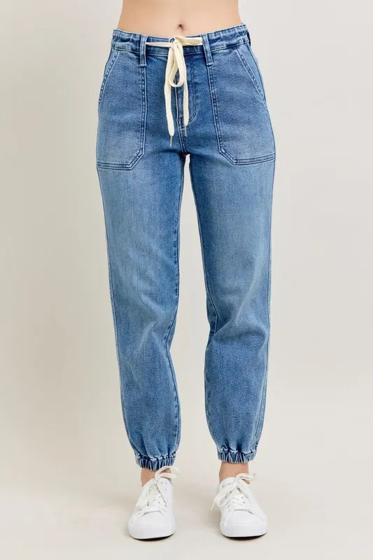 Judy Blue Full Size High Waist Denim Jogger Plus Size - women's fashion at Lola Mariee boutique
